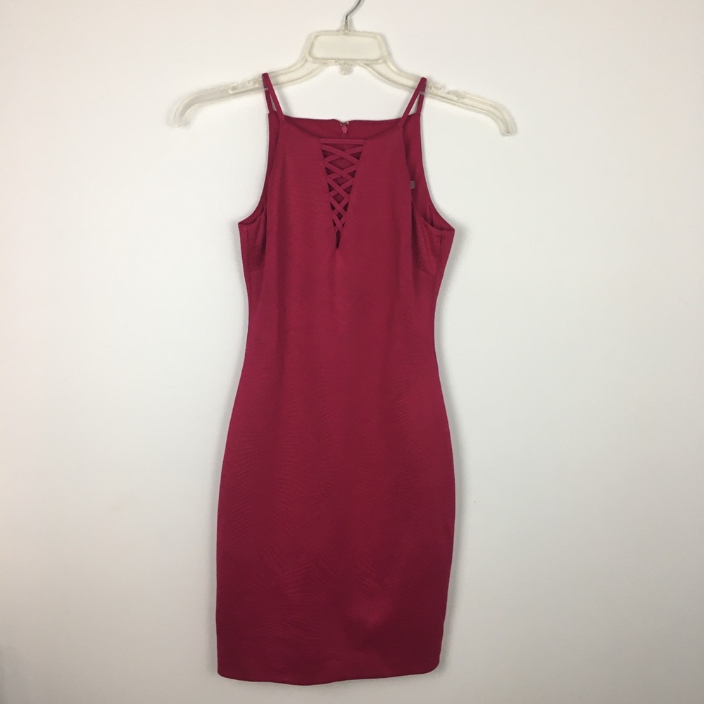 NWT Guess Pink Strappy Sheath Dress Sz 2 Lattice Cut-Out Indie Sleaze Body Con